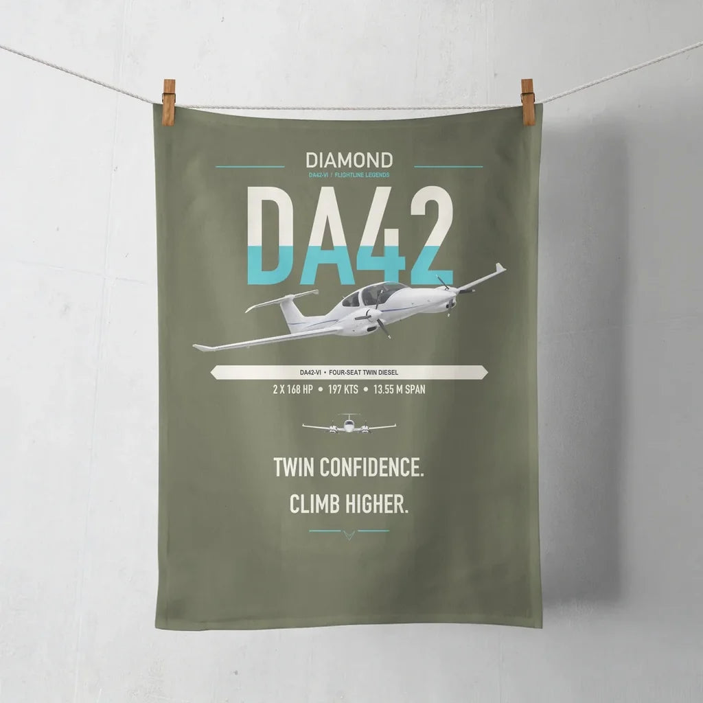 Diamond DA42-VI design on green army towel