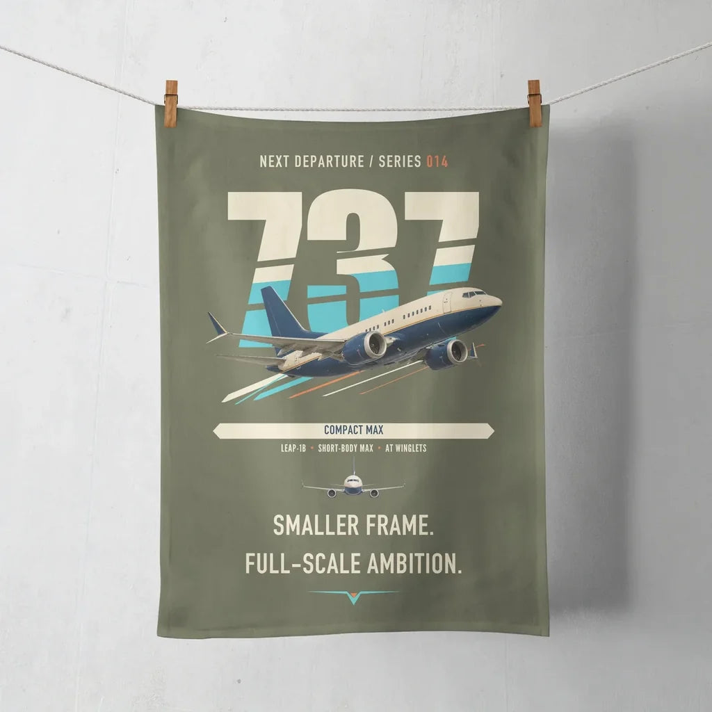 Boeing 737 MAX 7 design on green army towel
