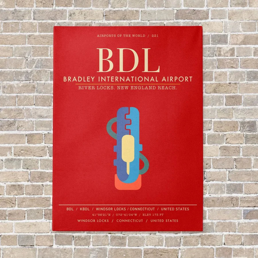 Bradley International Airport BDL - Canvas Framed - Red