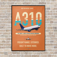 Thumbnail for Airbus A310-300P2F vertical canvas print - framed - orange background