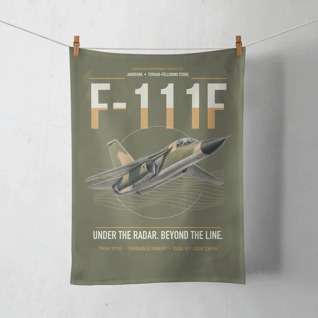 F-111F Aardvark design on green army towel