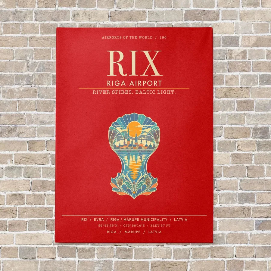 Riga Airport RIX - Canvas Framed - Red