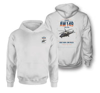 Thumbnail for Leonardo AW149 design on white double-side hoodie, double-side print