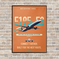 Thumbnail for Embraer E195-E2 vertical canvas print - framed - orange background