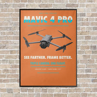 Thumbnail for DJI Mavic 4 Pro vertical canvas print - framed - orange background