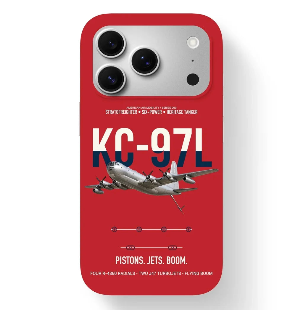 KC-97L STRATOFREIGHTER design on red magsafe iphone case, for iPhone 17 Pro