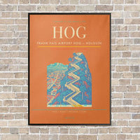 Thumbnail for Frank País Airport HOG — Holguín vertical canvas print - framed - orange background