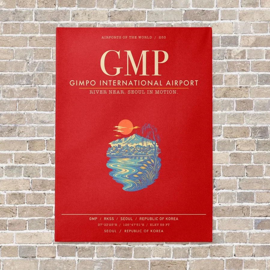 Gimpo International Airport GMP - Canvas Framed - Red