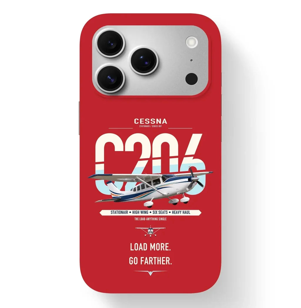 Cessna 206 Stationair design on red magsafe iphone case, for iPhone 17 Pro