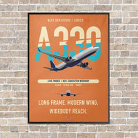 Thumbnail for Airbus A330-900neo vertical canvas print - framed - orange background