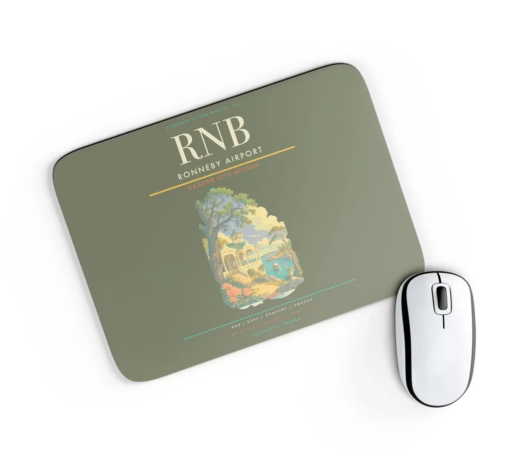 Ronneby Airport (RNB) design on green army rectangle mouse pad