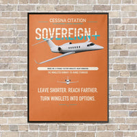 Thumbnail for Cessna Citation Sovereign+ vertical canvas print - framed - orange background