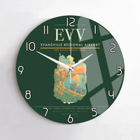 Thumbnail for Evansville Regional Airport (EVV) design on dark green no frame wall clock