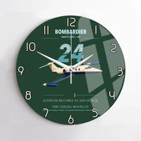 Thumbnail for Bombardier Learjet 24 design on dark green no frame wall clock