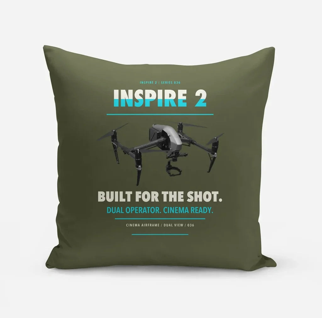 DJI Inspire 2 design on green army pillow