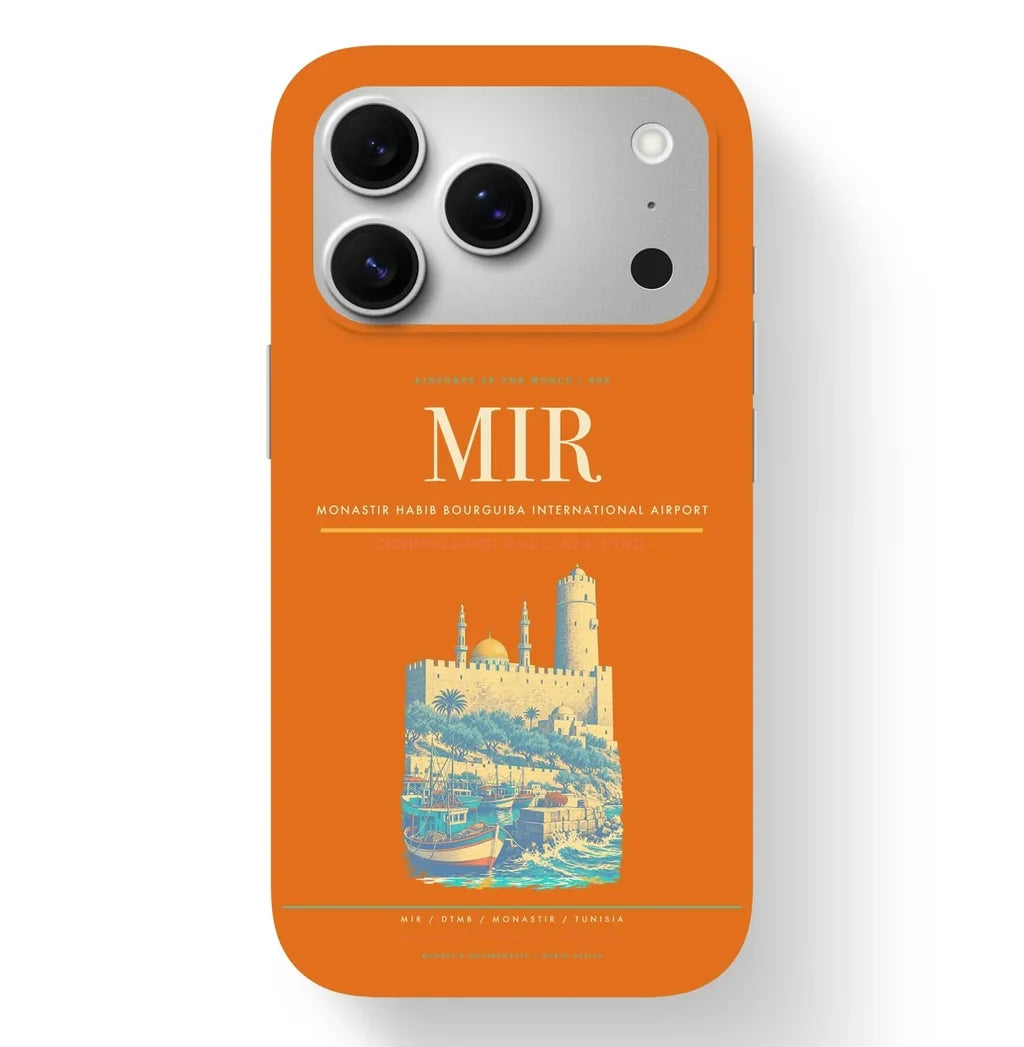 Monastir Airport (MIR) design on orange iPhone 17 Pro MagSafe case