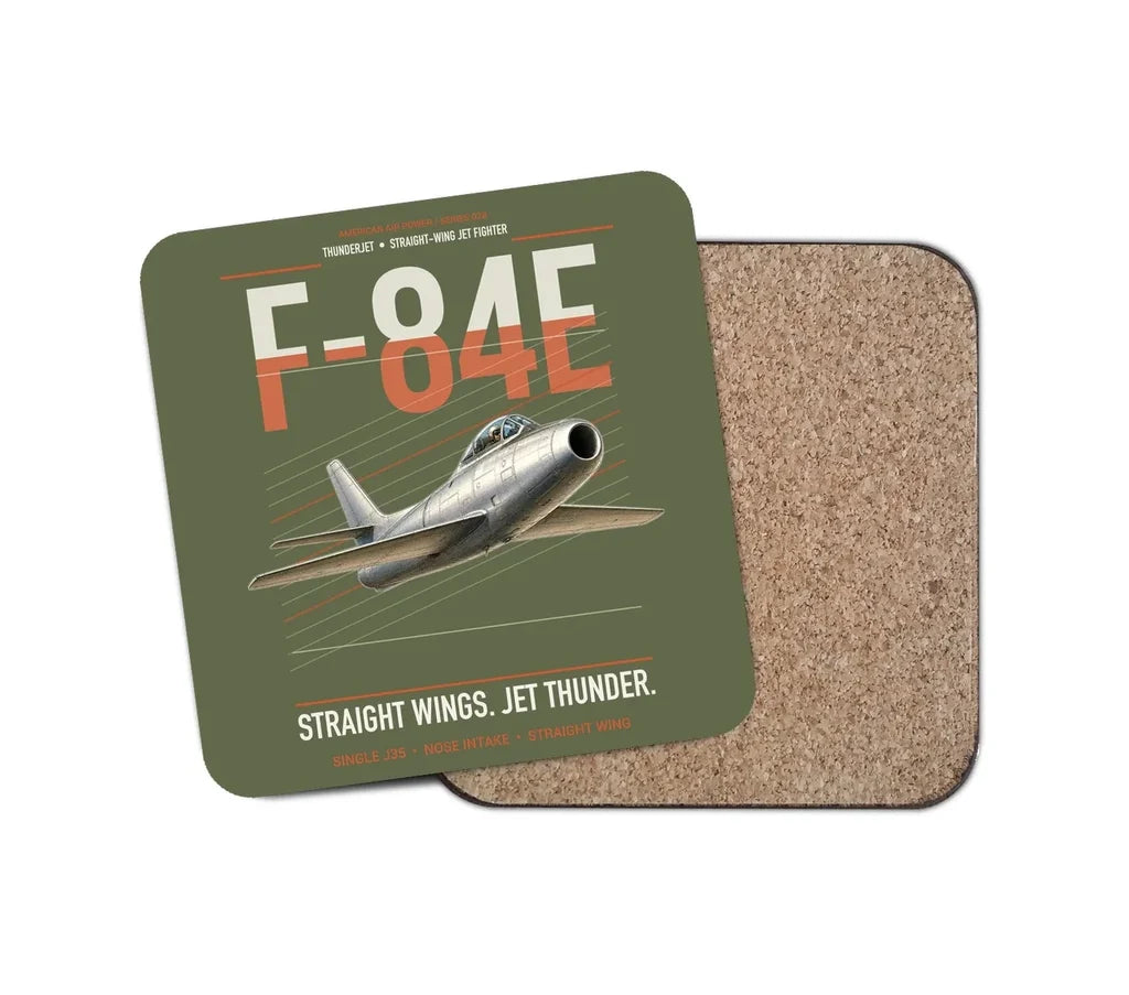 F-84E Thunderjet design on green army 1 piece coaster
