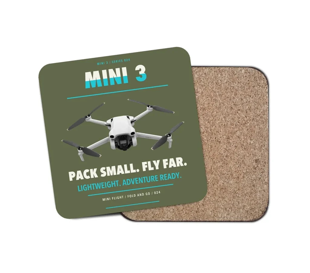 DJI Mini 3 design on green army 1 piece coaster