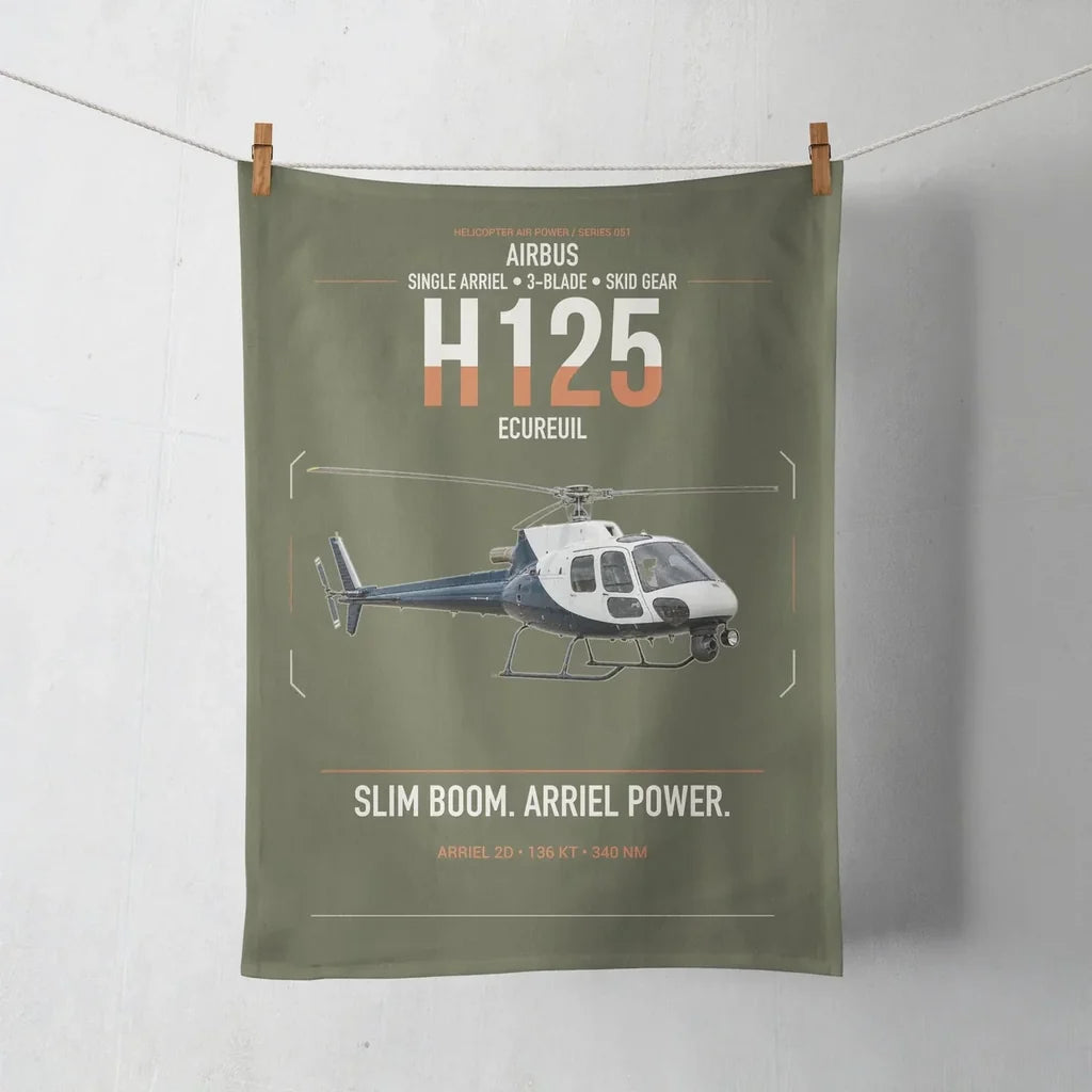 Airbus H125 design on green army towel