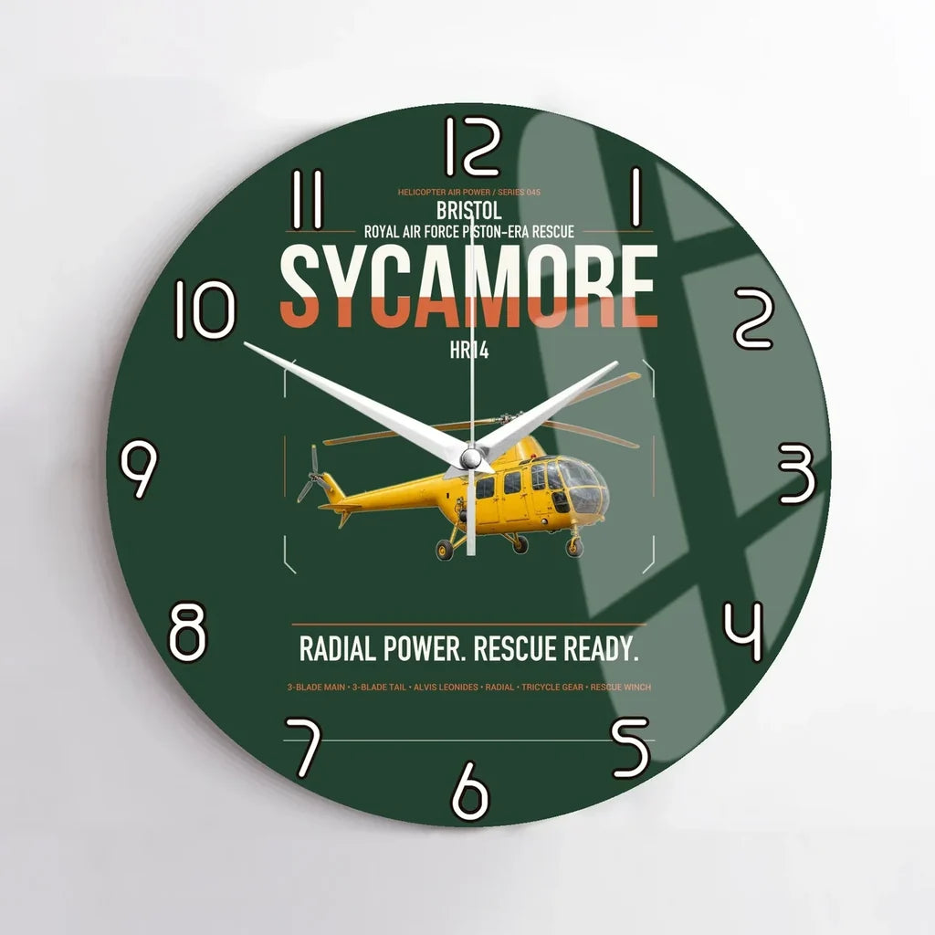 Bristol Sycamore HR14 design on dark green no frame wall clock