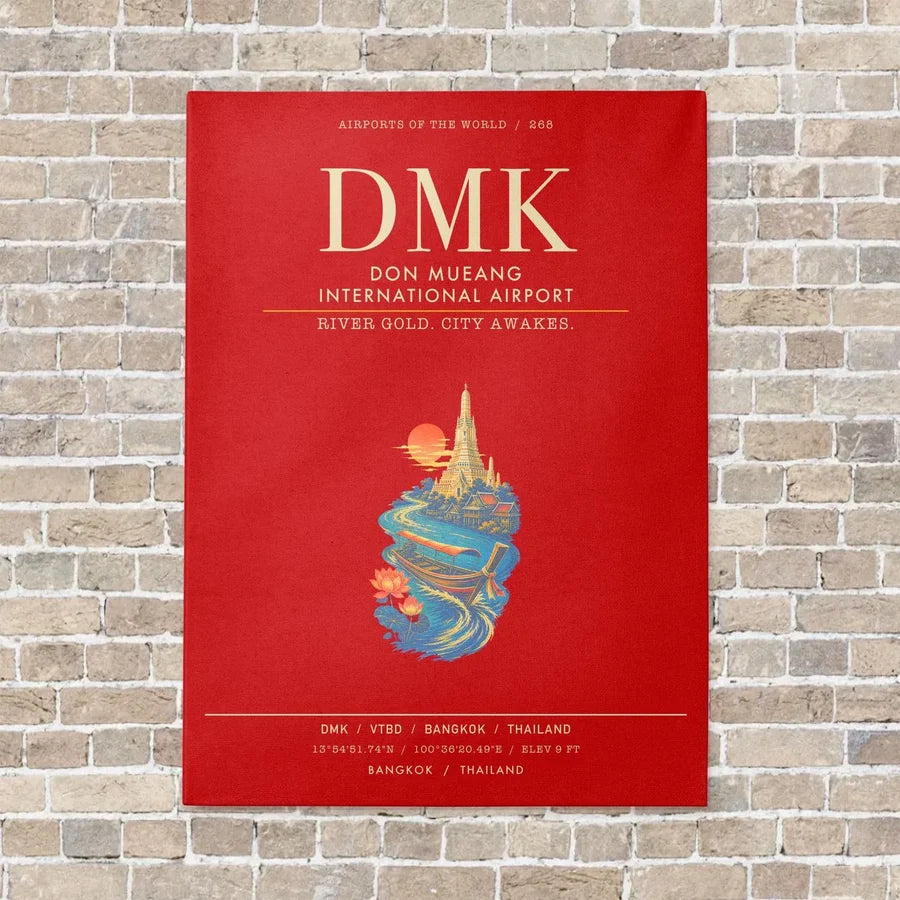 Don Mueang International Airport Bangkok DMK - Canvas Framed - Red