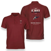 Thumbnail for Kaman K-1200 K-MAX design on red double-side polo t-shirt, double-side print