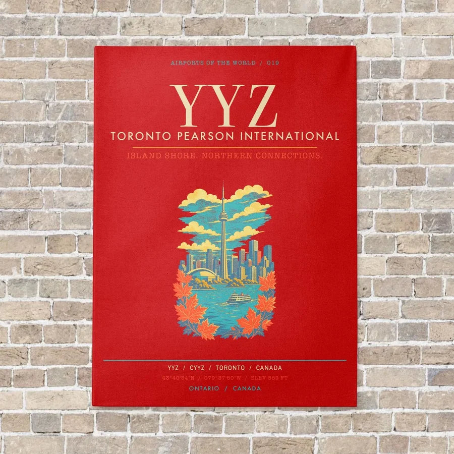 Toronto Pearson International Airport YYZ - Canvas Framed - Red