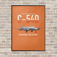 Thumbnail for C-54D Skymaster vertical canvas print - framed - orange background