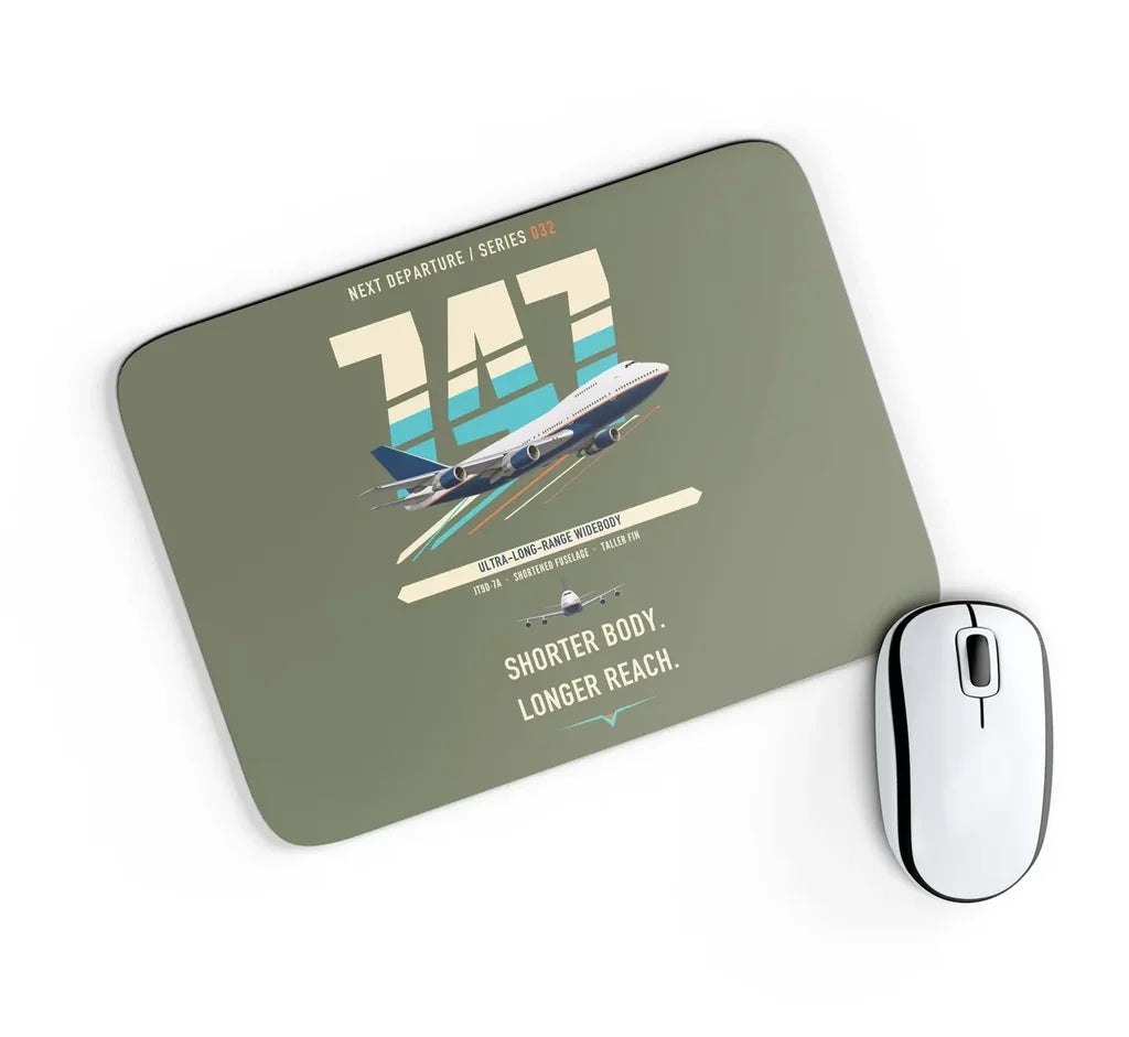 Boeing 747SP design on green army rectangle mouse pad