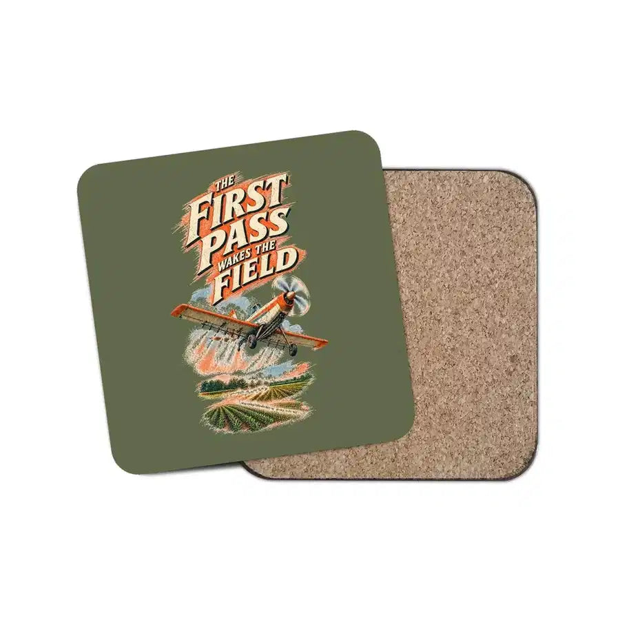 The First Pass Wakes The Field design on green army 1 piece coaster