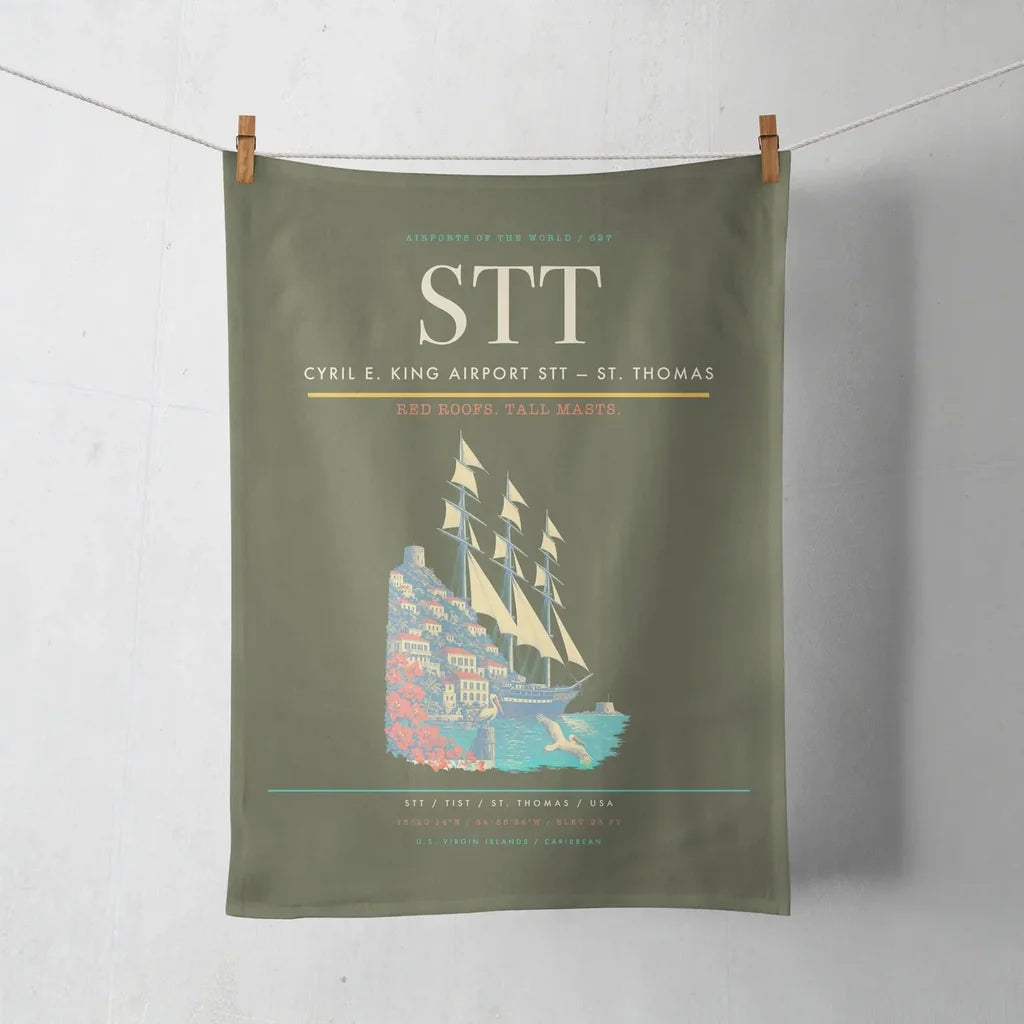 Cyril E. King Airport (STT) design on green army towel