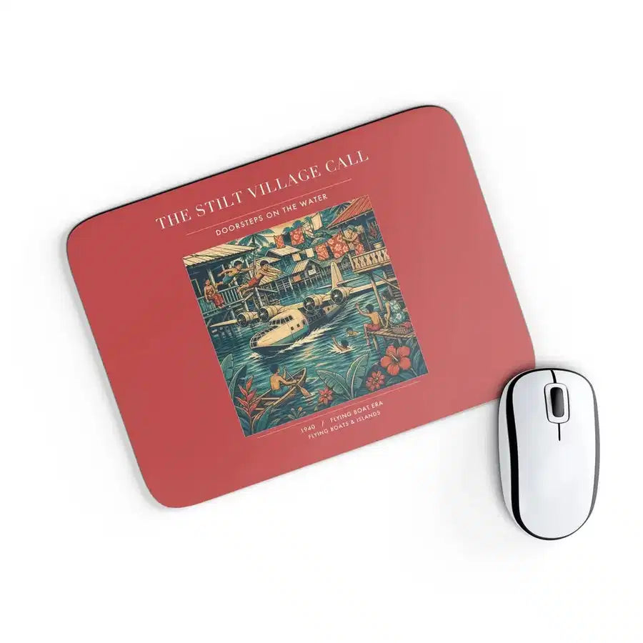 VINTAGE G4275 - The Stilt Village Call - Designed Mouse Pads design on red rectangle
