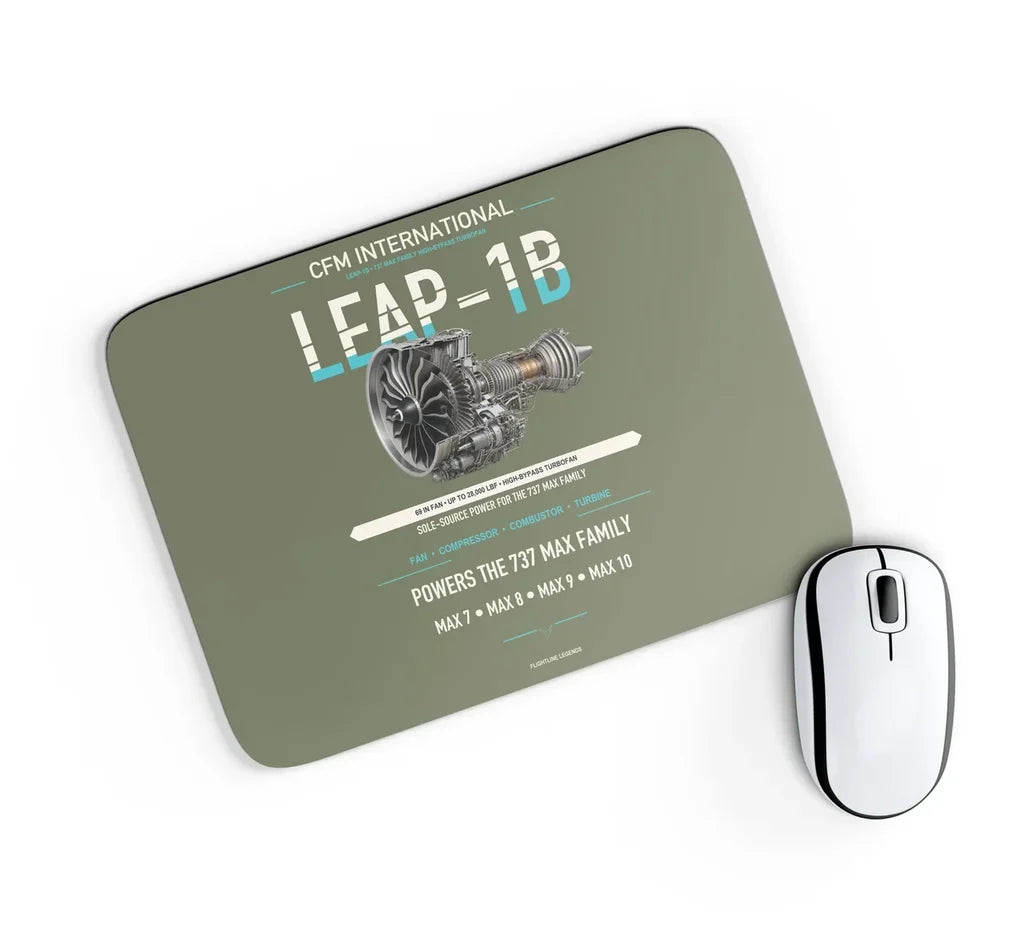 CFM LEAP-1B design on green army rectangle mouse pad