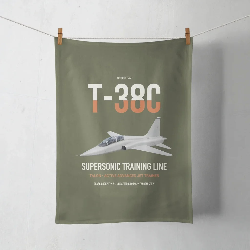 T-38C Talon design on green army towel