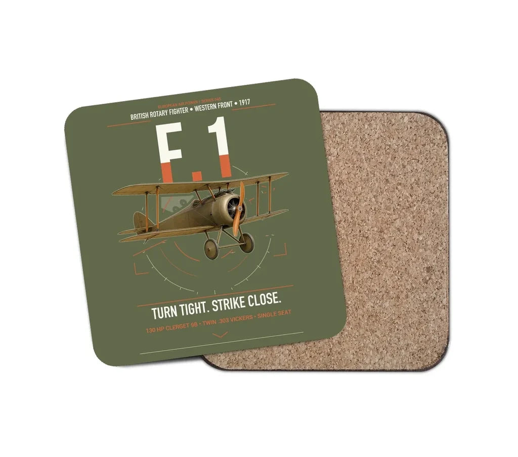Sopwith Camel F.1 design on green army 1 piece coaster