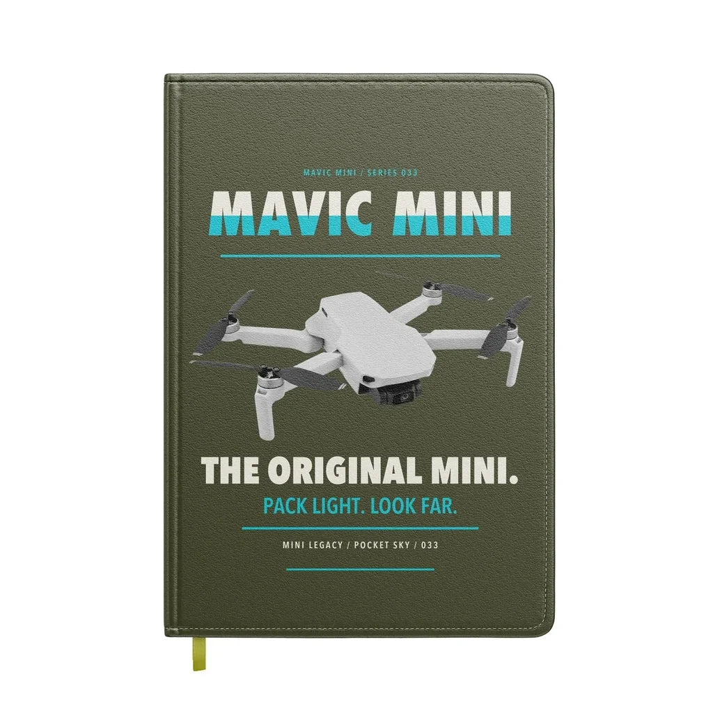DJI Mavic Mini design on green army notebook