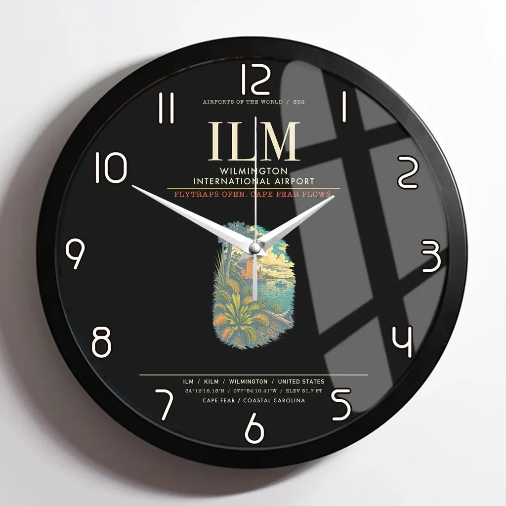 Wilmington International Airport ILM Wall-Clock Framed - Black