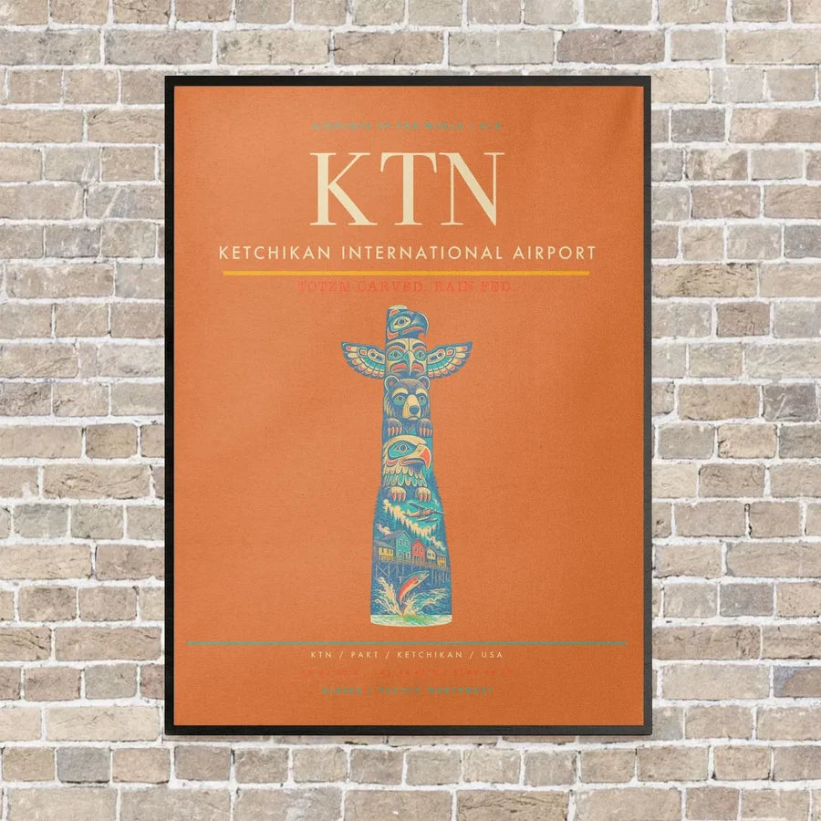 Ketchikan International Airport KTN vertical canvas print - framed - orange background