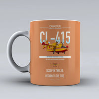 Thumbnail for Canadair CL-415 design on orange ceramic mug, double-side print