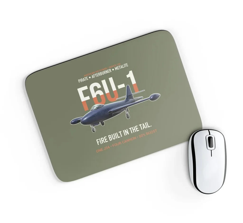 F6U-1 Pirate Fire Built in the Tail design on green army rectangle mouse pad