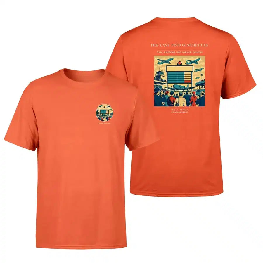 VINTAGE G4469 - The Last Piston Schedule - Double-Side T-Shirt design on orange double side t shirt