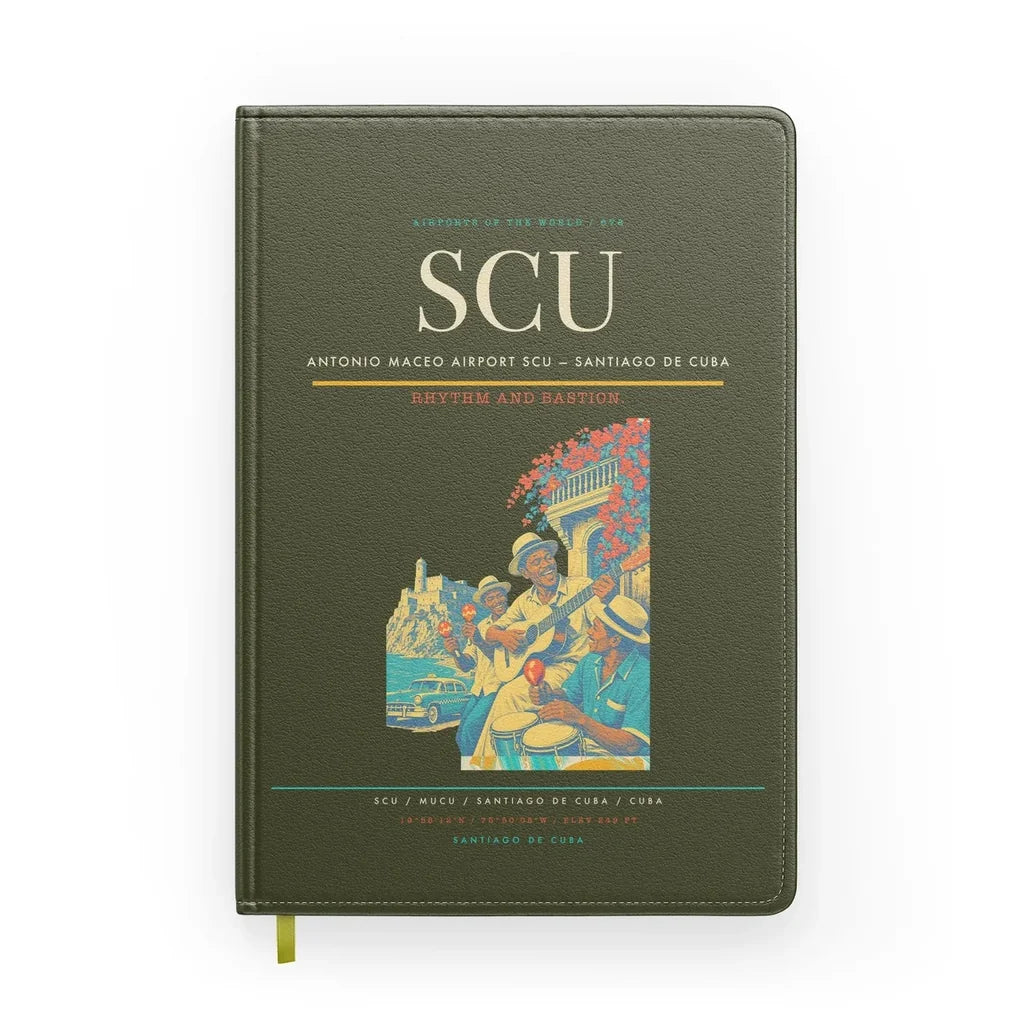 Antonio Maceo Airport (SCU) design on green army notebook