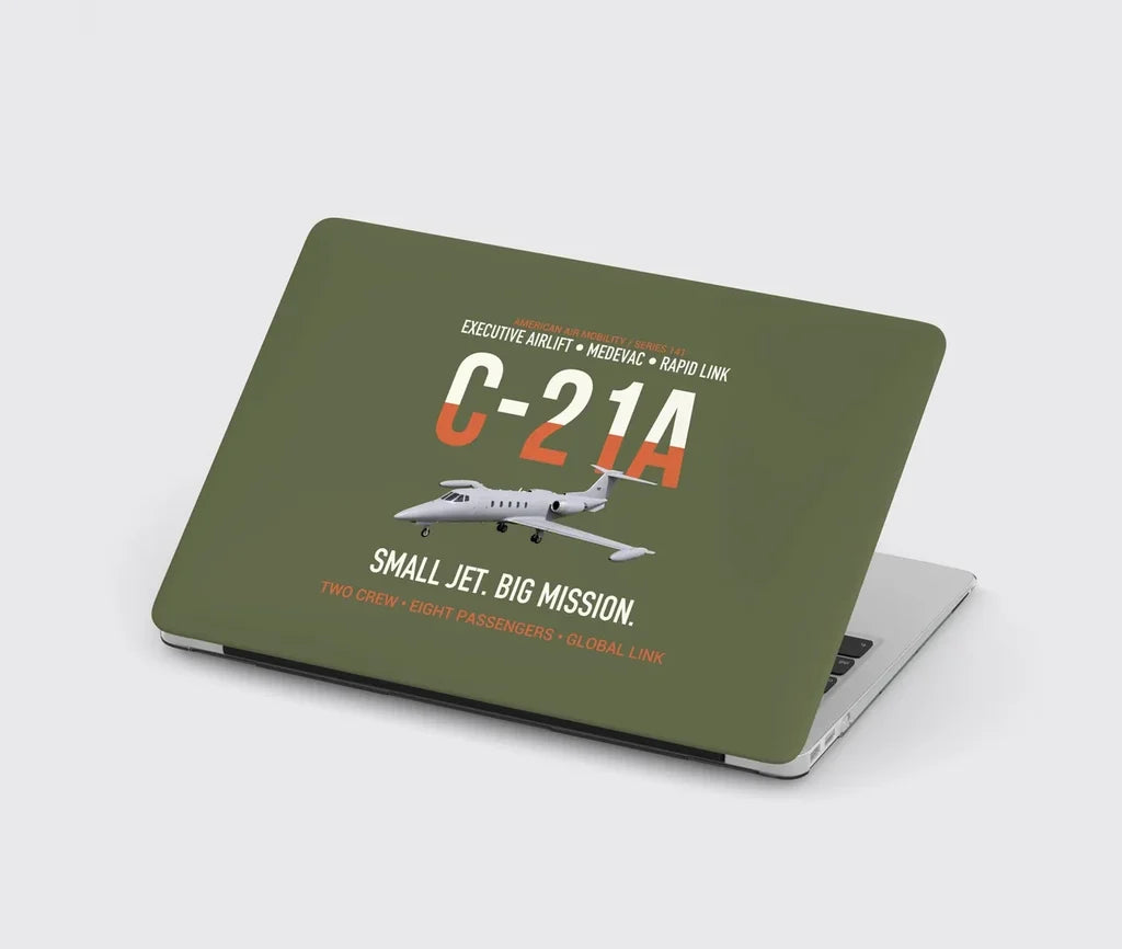 C-21A Learjet Small Jet Big Mission design on green army MacBook case