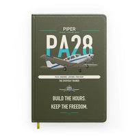 Thumbnail for Piper PA-28 Cherokee design on green army notebook