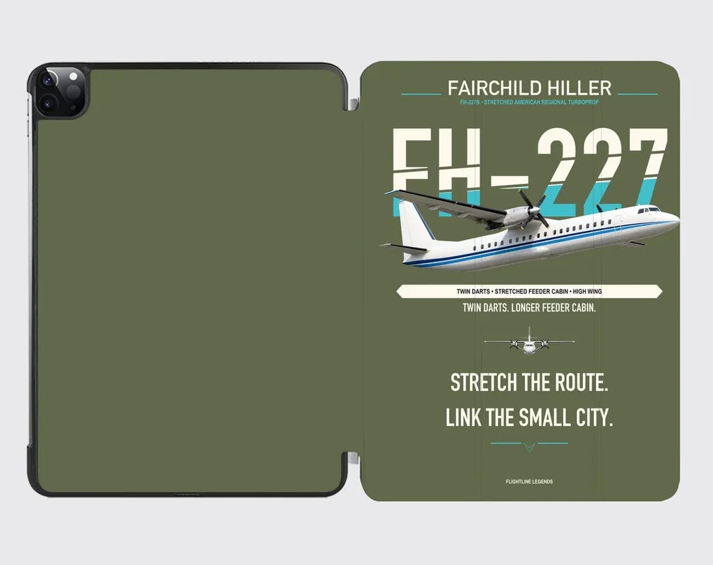 Fairchild Hiller FH-227B design on green army ipad tablet case