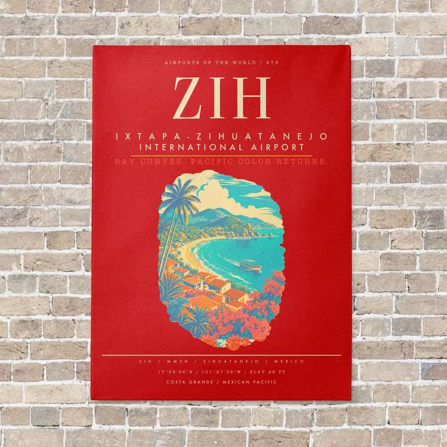 Ixtapa-Zihuatanejo International Airport ZIH - Canvas Framed - Red