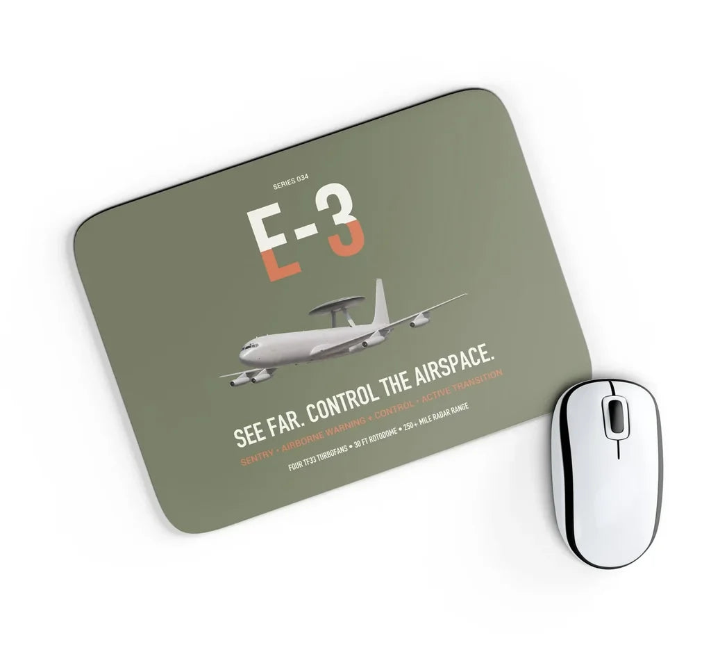 E-3 Sentry AWACS design on green army rectangle mouse pad