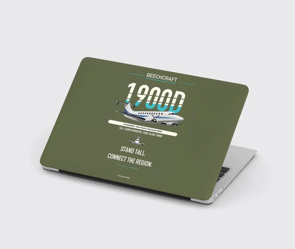 Beechcraft 1900D design on green army MacBook case