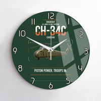 Thumbnail for Sikorsky CH-34C Choctaw design on dark green no frame wall clock