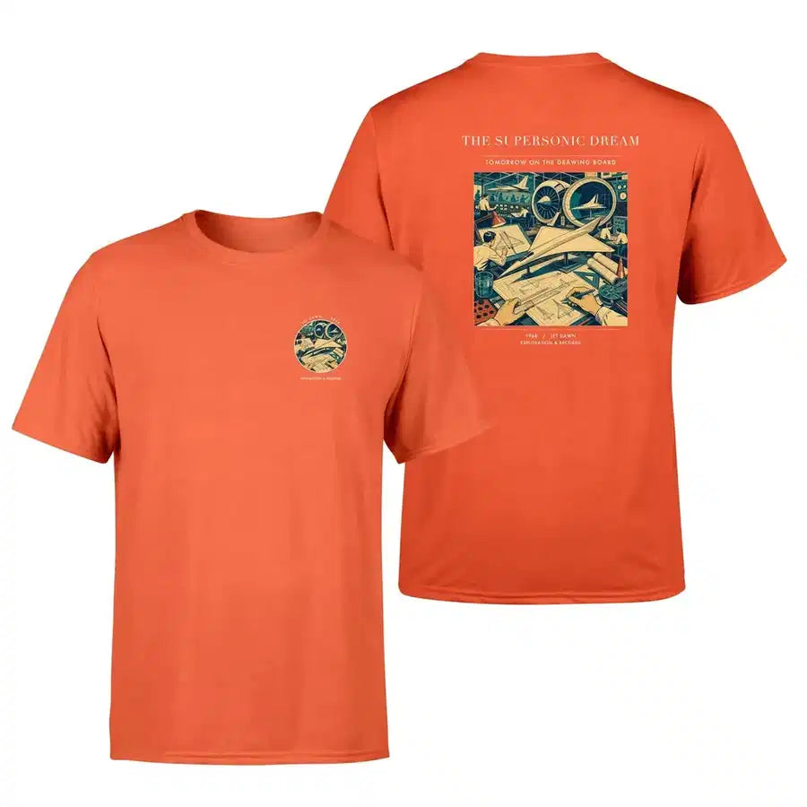 VINTAGE G4128 - The Supersonic Dream - Double-Side T-Shirt design on orange double side t shirt